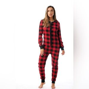 #followme Henley Thermal Buffalo Plaid Onesie Pajamas